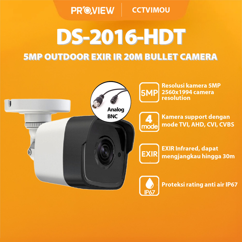 Jual PROVIEW DS-2016-HDT 5MP OUTDOOR EXIR IR 20M BULLET ANALOG HDTVI ...