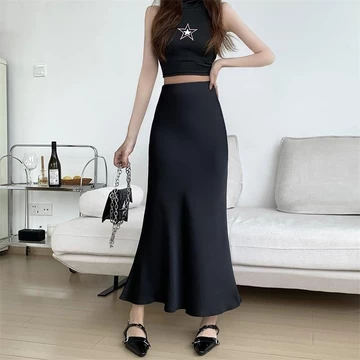 Dealova Wear Jili Rok Panjang Satin Silk Premium Korean Premium Satin Skirt Wanita