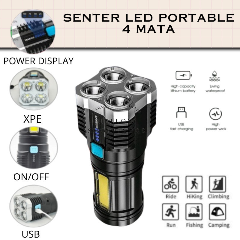 Jual ADK-I414-Senter LED 4 Mata 48 W 20 W / Senter LED Chargeable ...