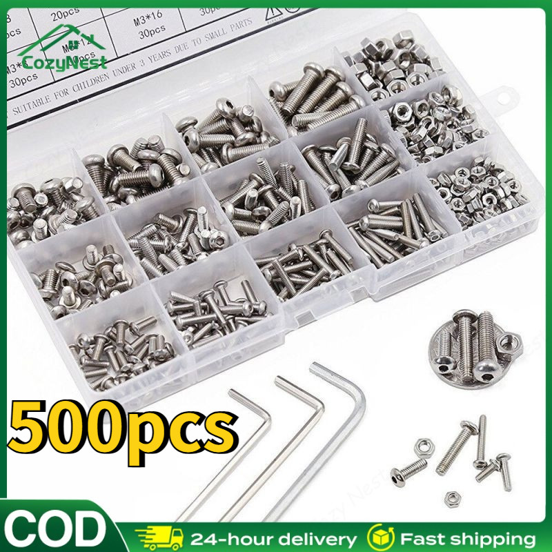 Jual 500pcs Baut Hex Countersunk Soket Mur dan Set Mur M3/M4/M5 Hexagon ...
