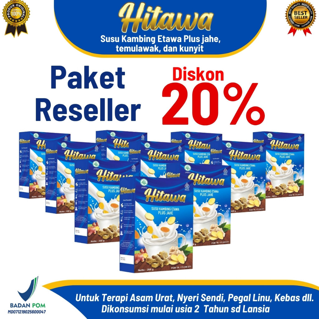 Jual Paket Reseller HITAWA 200gr – Susu Etawa Herbal Jahe Merah, Kunyit ...