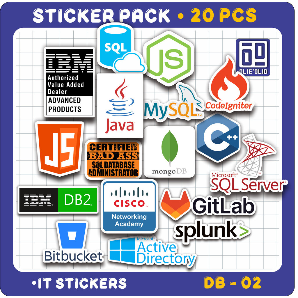 Jual STIKER IT DATABASE ISI 20 PCS STICKER BISA CUSTOM | STIKER HP ...