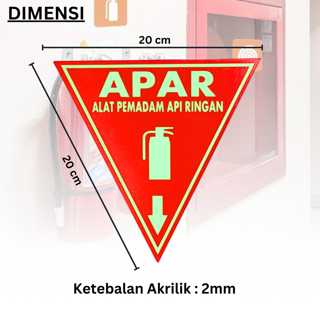 Jual Tanda APAR Segitiga Reflective Sign APAR 20x20cm Akrilik Reflekrif ...