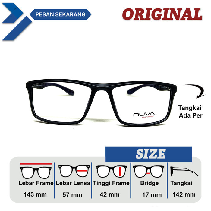 Jual FRAME KACAMATA PRIA / WANITA ORIGINAL NUVA 8885 Lebar Frame 142 ...