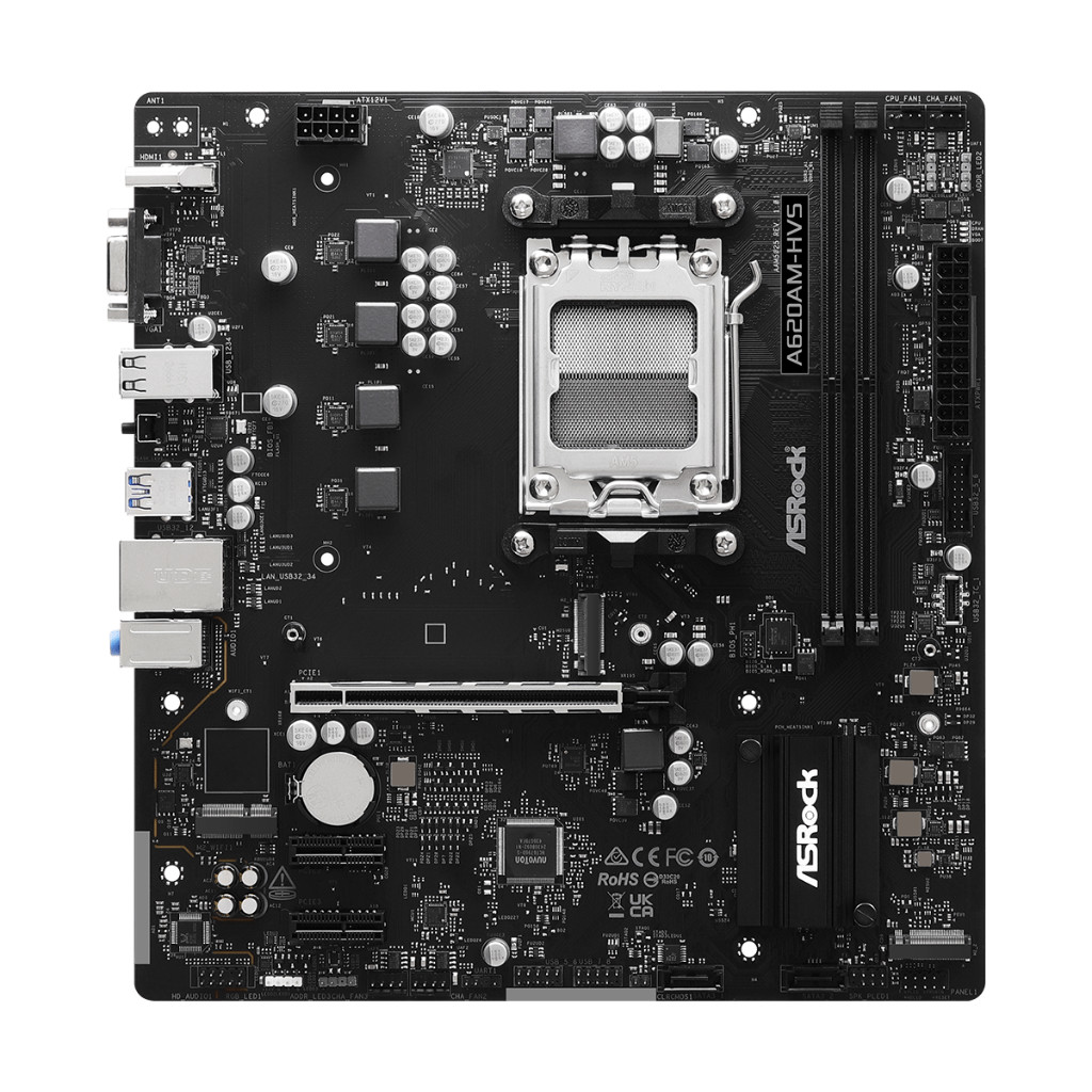 Carte Mère ASRock A620AM-X – Socket AM5 – Micro-ATX – Support AMD Ryzen 9000/8000/7000 – DDR5, PCIe 4.0, 2.5G LAN