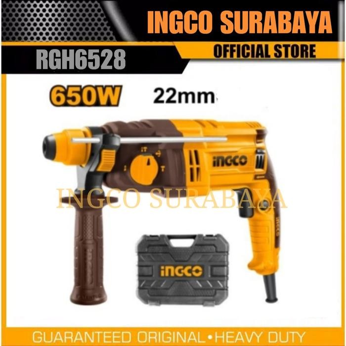 Jual INGCO RGH6528 ROTARY HAMMER 22MM 650W MESIN BOR BETON BOBOK TEMBOK ...