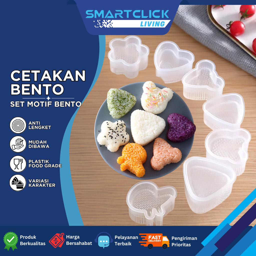 SmartClick Cetakan Nasi Bento Sushi Onigiri Bekal Ala Jepang Anti Lengket Desain Segitiga Kartun