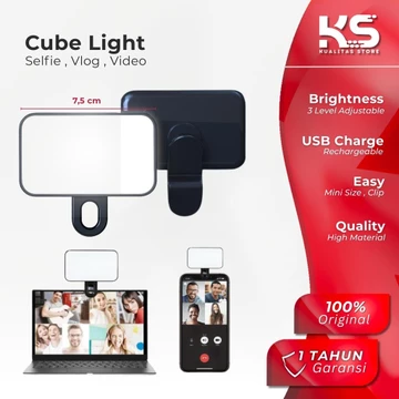 Phone Selfie Light Mini LED Cube Clip Portable Lampu Jepit Hp Lampu Ngonten Video Vlog Makeup