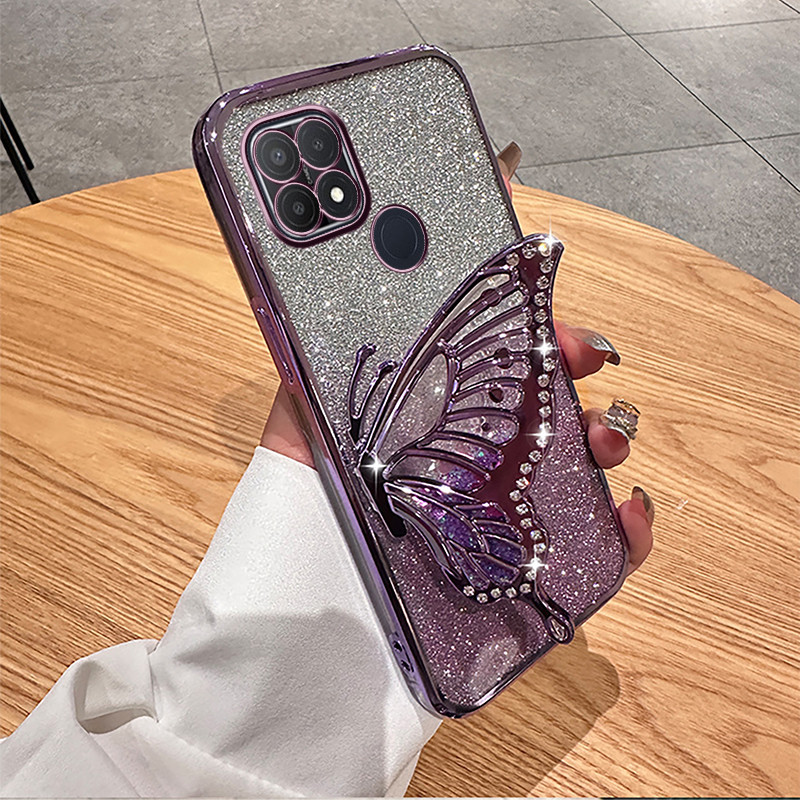 Jual For OPPO A15s A15 Phone case with diamonds butterfly holder