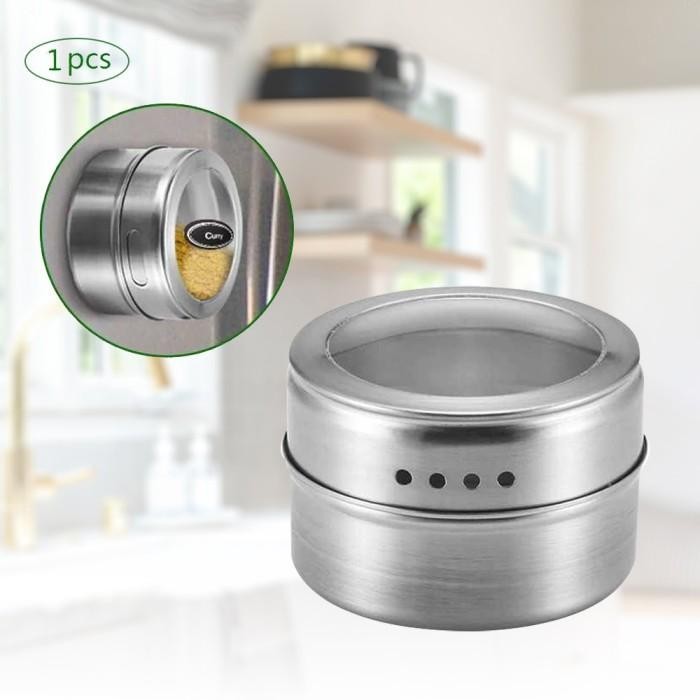 Jual Tempat Bumbu Makanan Magnetic Spice Jar Container 1 PCS Besi Dapur ...