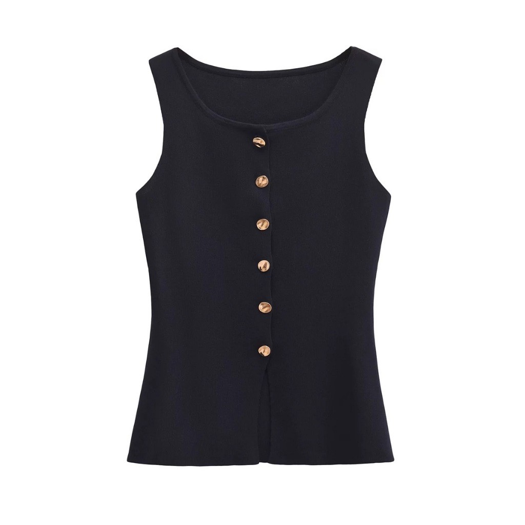 Jual Zara 24 Autumn New Knitted Sleeveless Top Fashion Casual