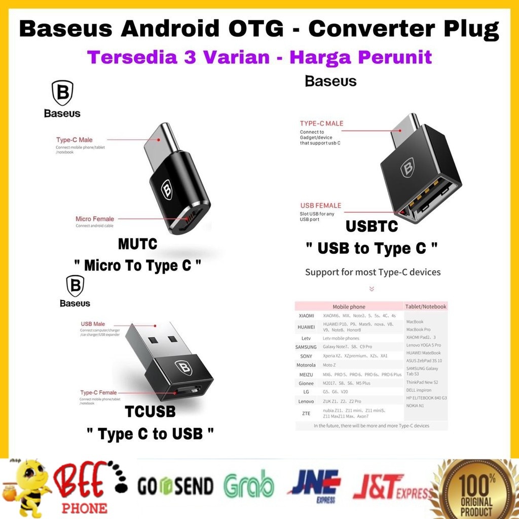 Jual Baseus Android Otg Type C / Micro Usb Converter Plug | Shopee ...