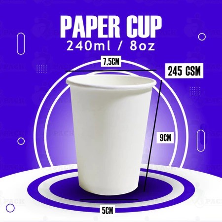 Jual (25PCS) paper cup kopi/ gelas kopi polos 240ml/8oz, termurah 1 ...