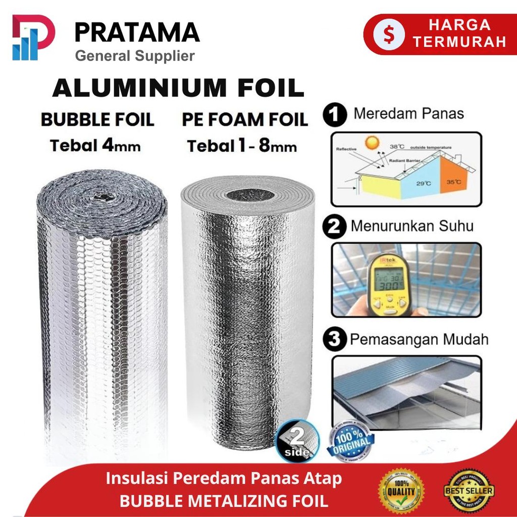 Jual Peredam Panas Atap aluminium foil Bubble Insulation PE Foam Foil ...