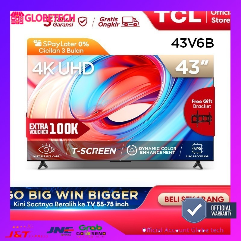 Jual TCL Smart TV - 43 Inch - 4K UHD Google TV - T-Screen - Dolby Audio ...