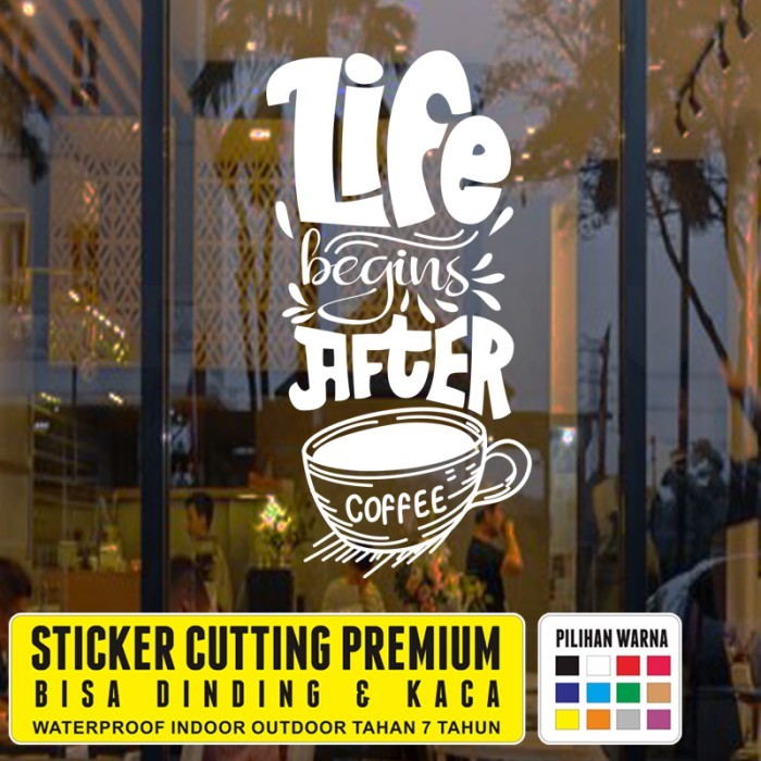 Jual MALL [Best Quality] Stiker Kaca Dinding Cafe Quotes Kopi Life