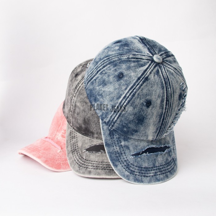 Jual Planet Jeans - Topi Baseball Denim Ripped Pria Wanita Unisex Aksen ...