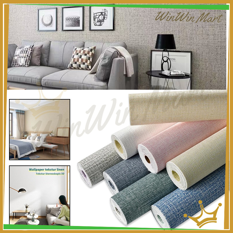 Jual WWM Wallpaper Linen Roll Wallpaper Dinding stiker Dekorasi Kamar ...