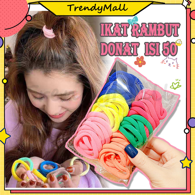 Jual 50pcs ikat rambut donat towel ring/ kuncir rambut donat besar/Ikat ...