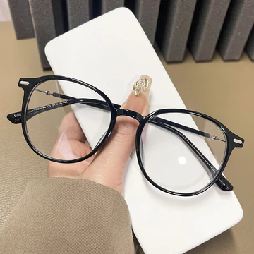 FOMAMATA Kacamata Photocromic Wanita Pria Bluecromic Anti Radiasi Blueray Round Fashion Frame