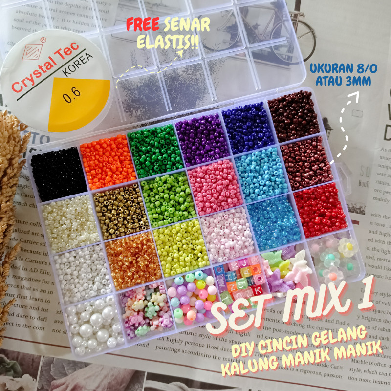 Jual Set Manik Manik Box set Aesthetic Lengkap FREE SENAR | Meronce ...