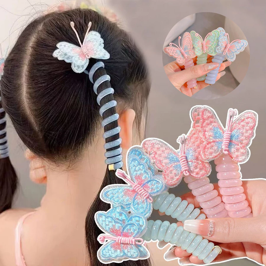  Ikat Rambut Twist Spiral Kupu-Kupu 