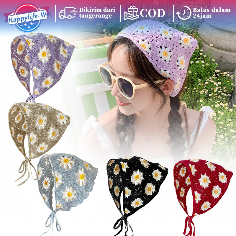 Jual Bando Rajut Perancis Bandana Rajut Segitiga Crochet Headband ...
