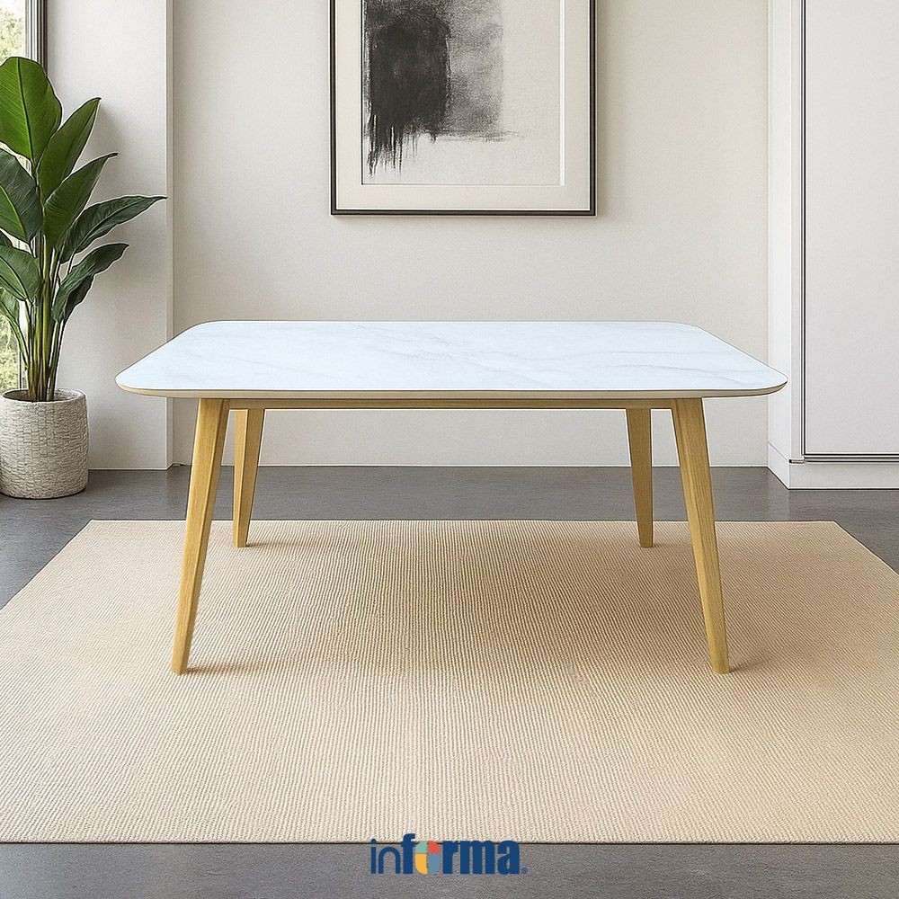 Jual Informa Hyerim Meja Makan - Putih/Cokelat Oak Dining Table Dinner ...