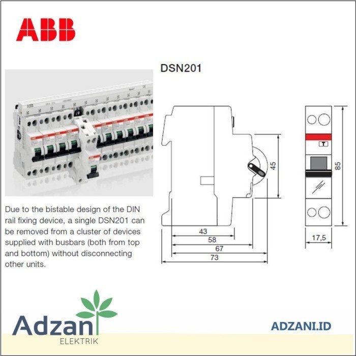 Jual ABB RCBO Slim 1P+N 16A 30mA 6kA DSN201E C16 2TAZ264111R2164 2P ...
