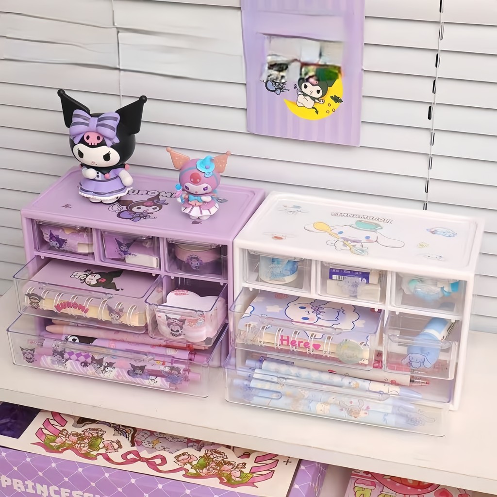 Jual Kotak Rak Laci 6 Sekat SANRIO FREE STICKER Penyimpanan Aksesoris ...