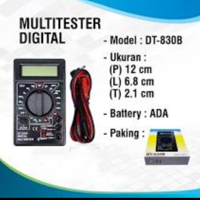 Jual DT830B + batre 9v Multimeter multitester digital DT-830B avometer ...