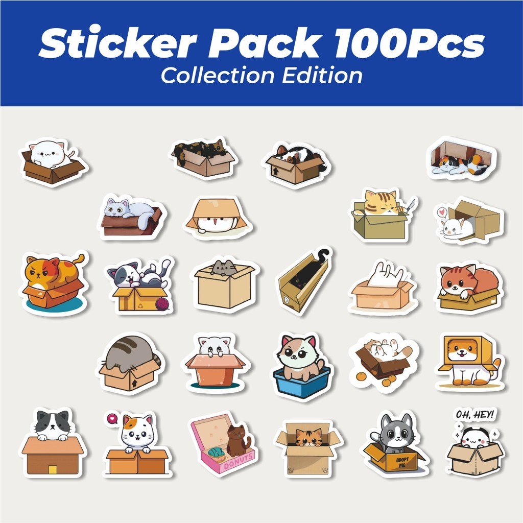 Jual Hot Stiker Cat/Kucing Kawaii V2 Lucu Anti Air Stikers Berperekat ...