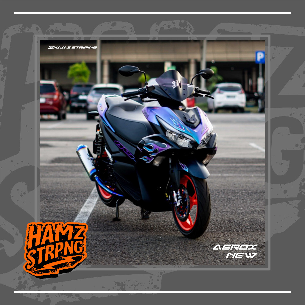 Jual Striping Transparan Aerox New 155 Konsep Api Color Custom | Shopee ...