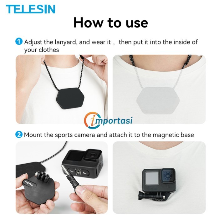 Jual TELESIN Kalung Magnetic Pendant Mount for GoPro Hero 13 12 11 10 ...