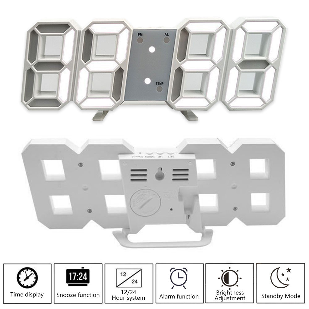 Jual Smart 3D Mini Clock LED Digital Wall Clock Nordic Desk Clock ...
