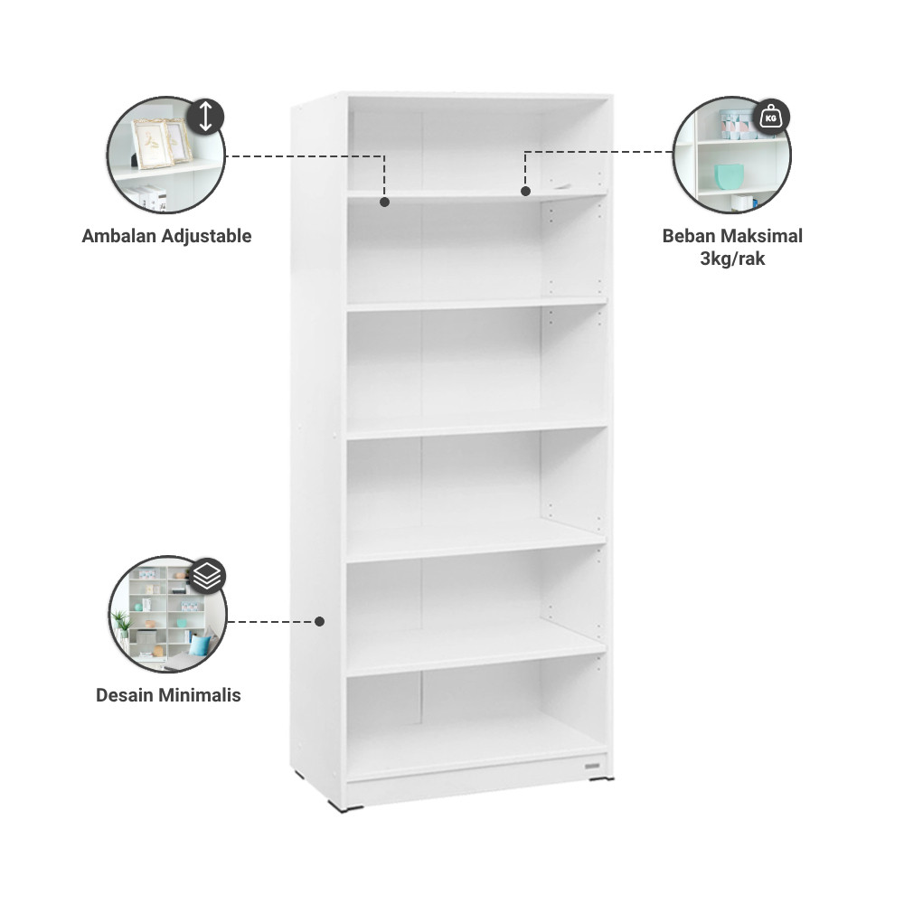 Jual Informa Pablo Rak Buku 6 Tingkat - Putih Bookshelf Books Storage ...