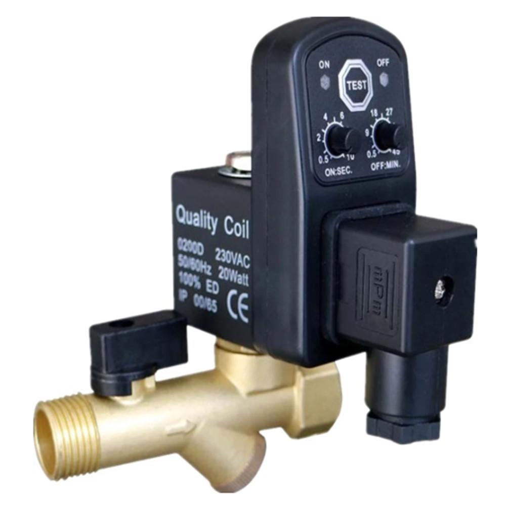 Timer Elettrovalvola Scarico Condensa Compressore - DC24V/AC220V/380V, 1/2", Controllo Automatico