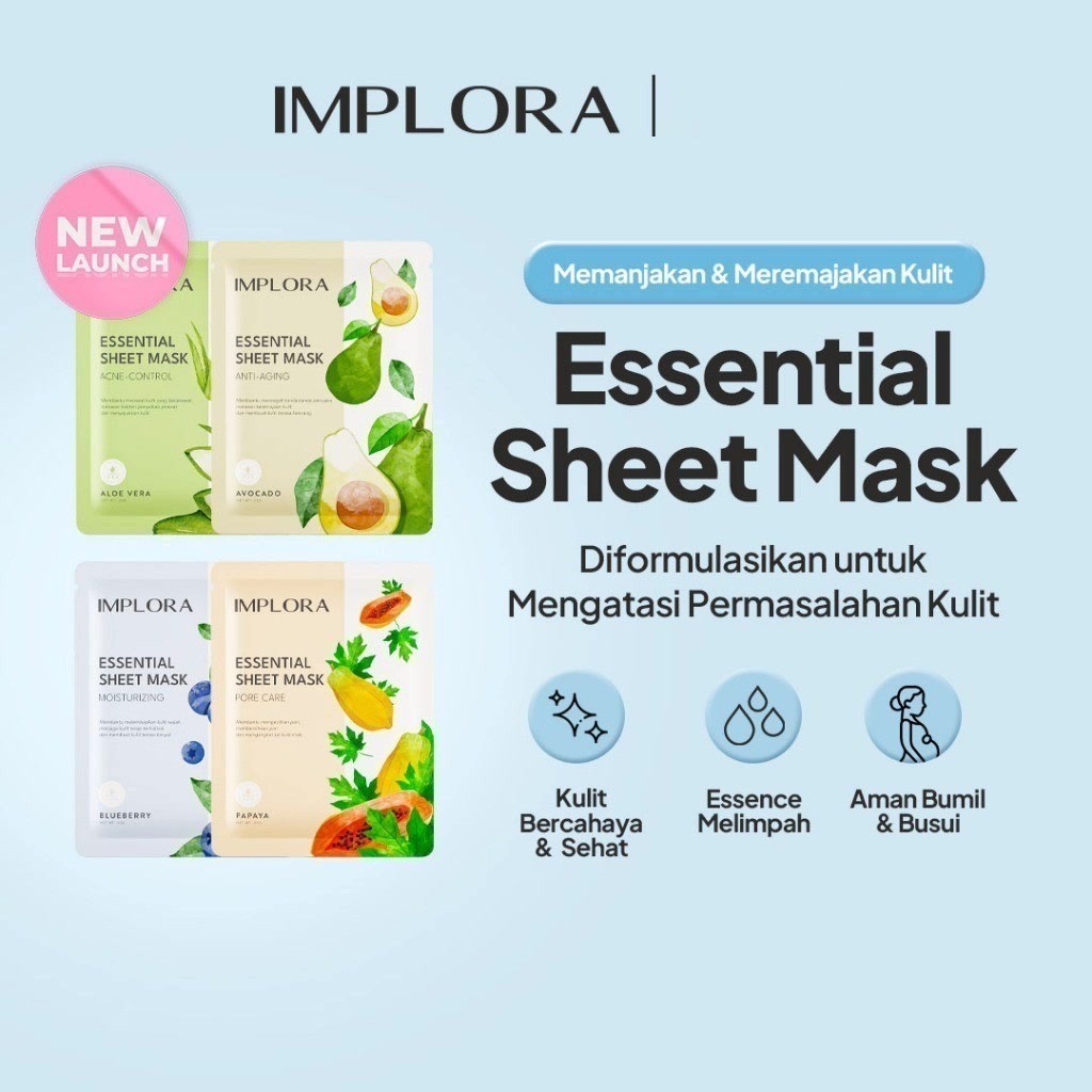Jual Implora Essential Sheet Mask 25g | Merah Jingga Official | Shopee ...