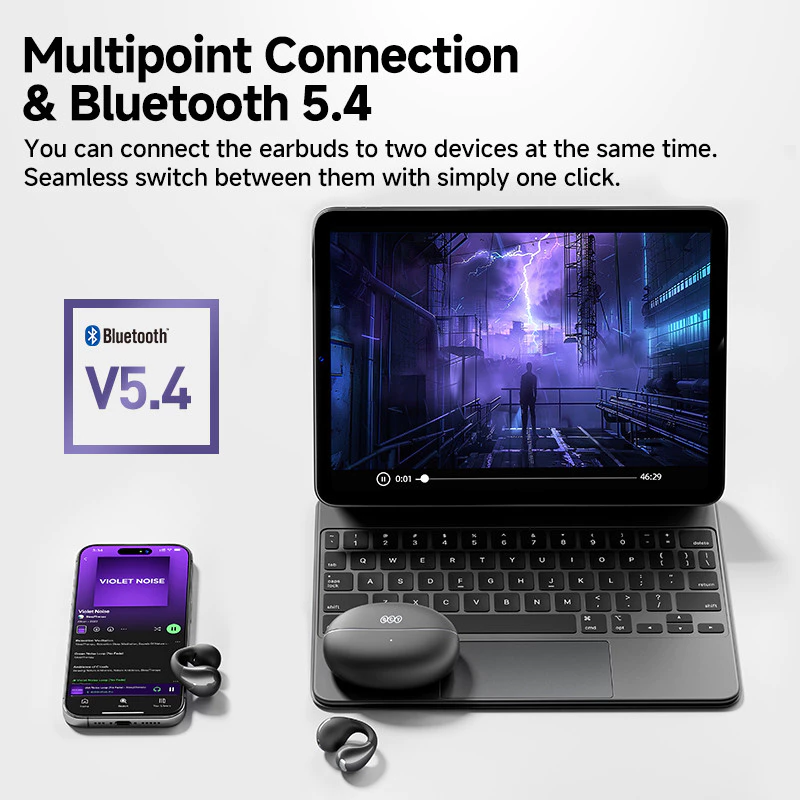 QCY Crossky C30 Ear-Clip Open Ear TWS Earphones ENC Bluetooth 5.4 For Sports With Multi-Device Connect