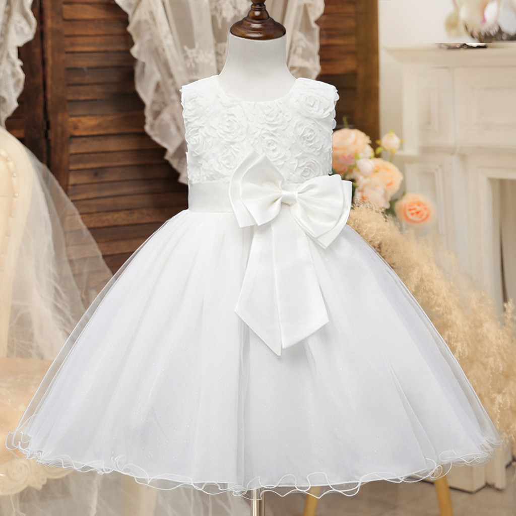 Flower Girl Dress for Wedding Baby Girls Elegant Princess Party Big Bow  Gown Birthday Kids Dresses for Girls Children Tutu Dress