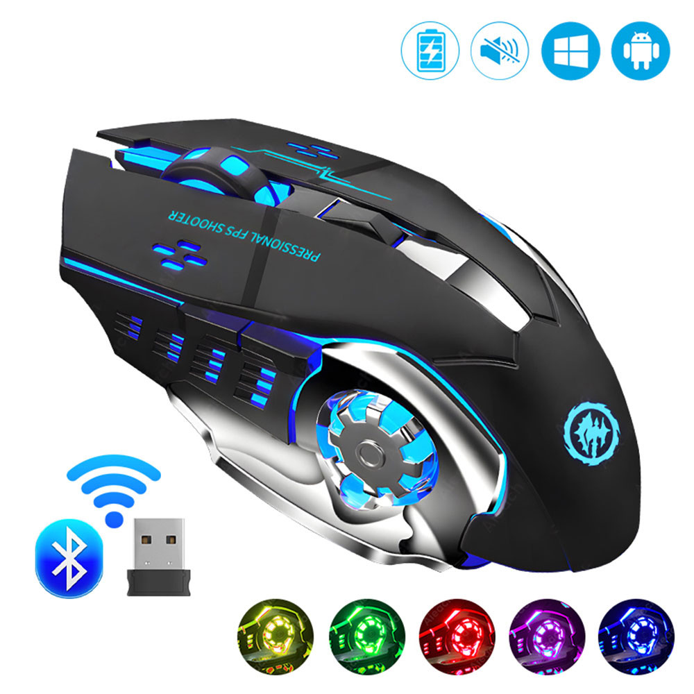 Jual 2.4G Bluetooth Mouse Gaming Computer Rechargeable Wireless Mouse ...
