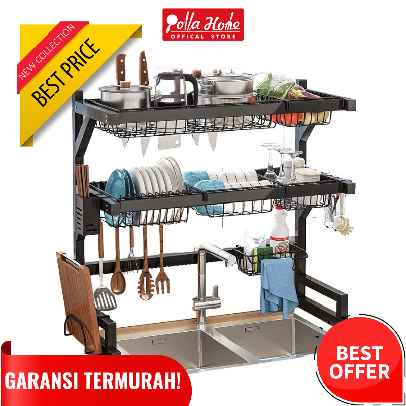 Jual VH78YH Ollahom Rak Dapur Cuci Piring Rak Diatas Wastafel Stainless