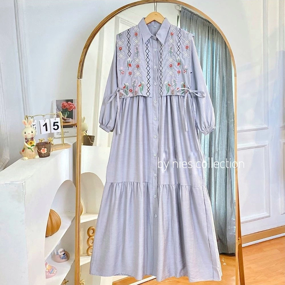 Azizah Dress Gamis Linen Jumbo