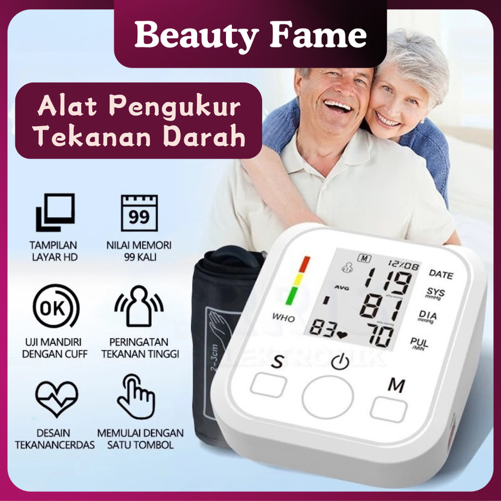 Beauty Fame **GARANSI 1 TAHUN** Alat Cek Pengukur Tekanan Tensi Darah Digital Blood Pressure Monitor Tensimeter Sphygmomanometer Tensi Darah Mudah Murah Akurat Tensi Darah Awet Tensi Darah Untuk Klinik Rumahan