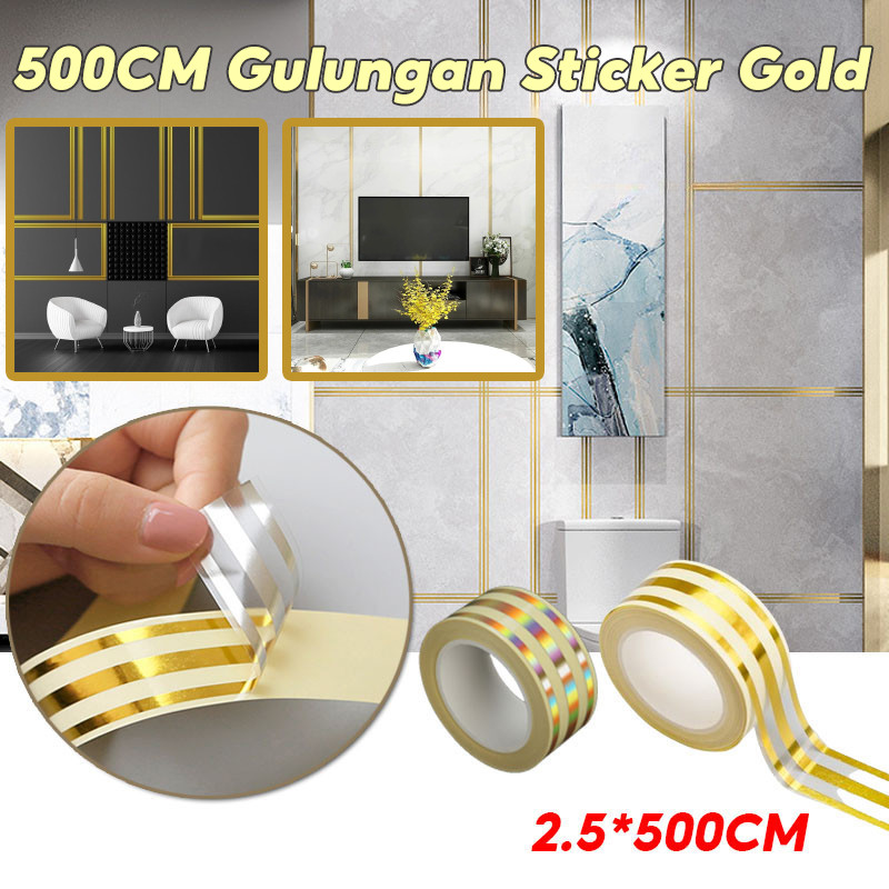 Jual 500CM Gulungan Sticker Gold/Stiker Ubin Keramik Dekorasi Lantai ...
