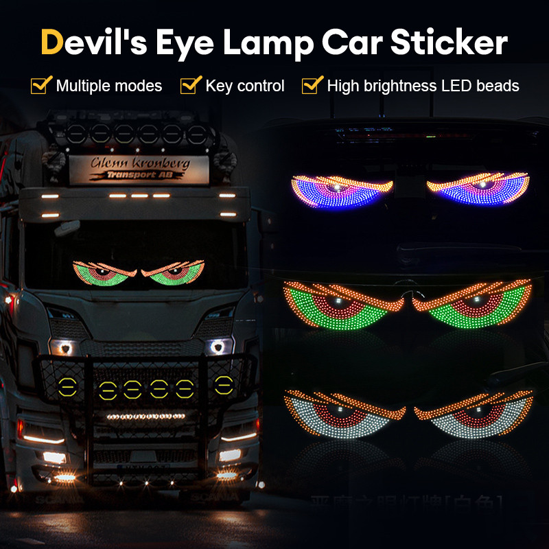Lampu Devil Eye Merk Multi Mode Layar Tampilan LED Truk Depan Belakang Kaca Depan Mobil