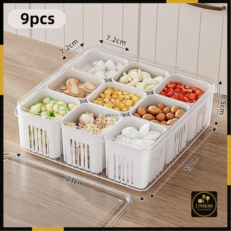 [UNIK88] kotak saringan wadah bawang dengan penutup saringan air toples 9 Sekat | AutoStock