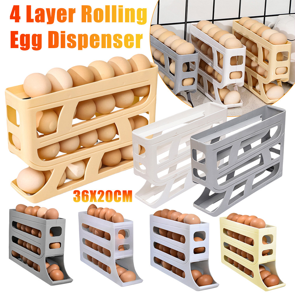 Jual 4 Layer Rolling Eggs Dispenser Shatterproof Tiers Egg Holder ...