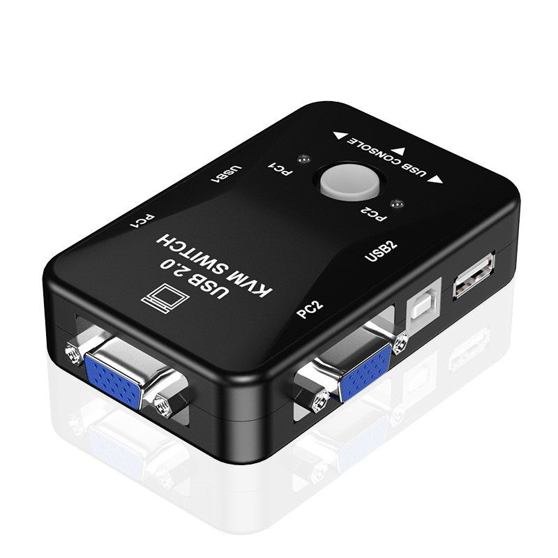 InLine 21701 Switch KVM 2 Porte USB 3.0 VGA Audio - Hub USB 3.0 Integrato - Kit Cavi Inclusi - Risoluzione 2048x1536 - Nero