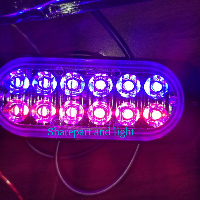 Jual Led Strobo Slim 12 Mata Led 2 Warna 10 Mode Strobo 12V-24V - Biru ...